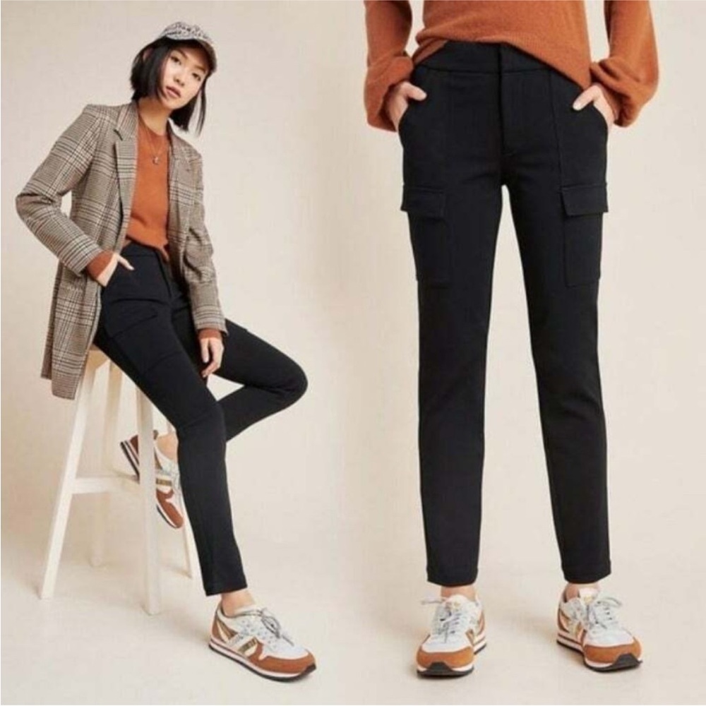 Anthropologie Essential Slim Black Cargo Pants